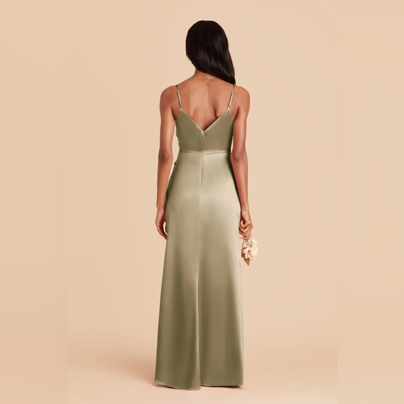 Birdy Grey Catherine Dress Shiny Satin Moss Green - Picture 6 of 7